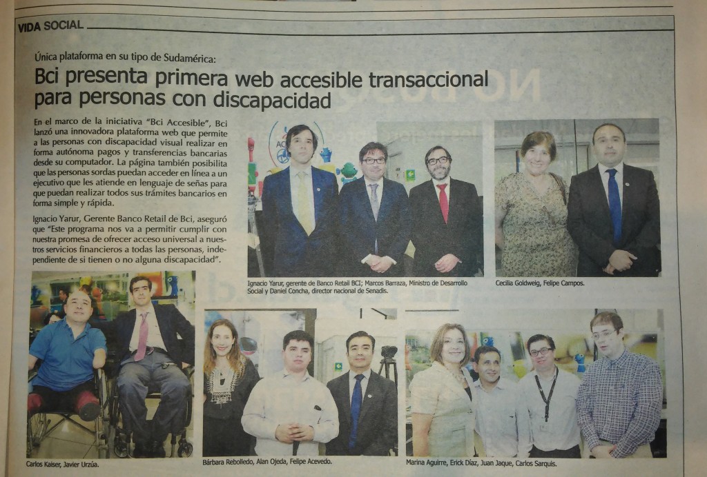 Reportaje Bci Accesible Diario Financiero 12-12-2015